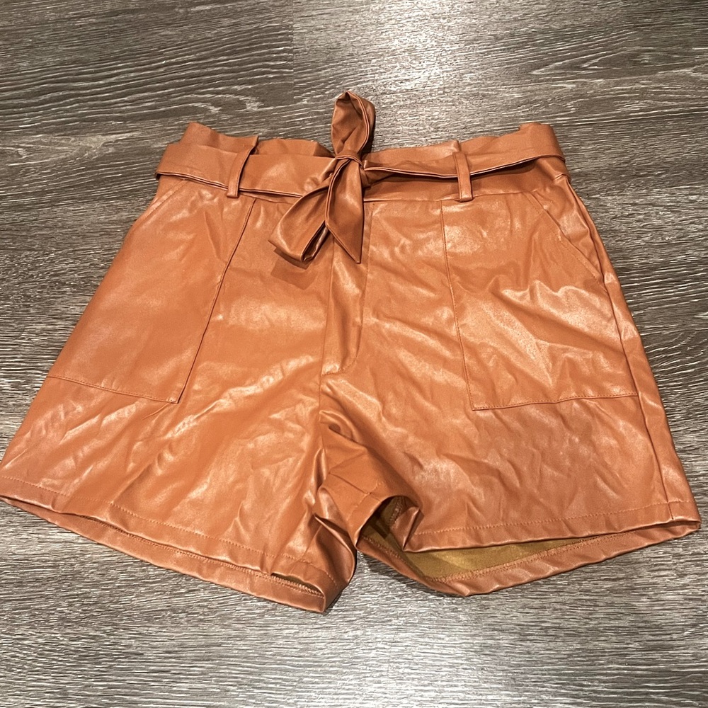 Faux leather high waisted shorts